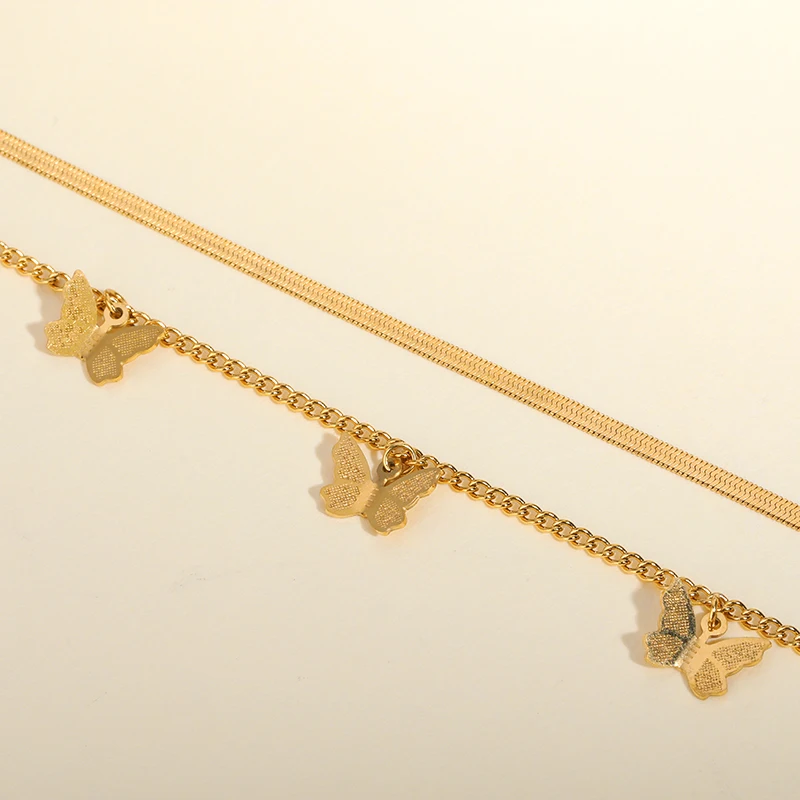 Женское ожерелье с подвеской-бабочкой из нержавеющей стали