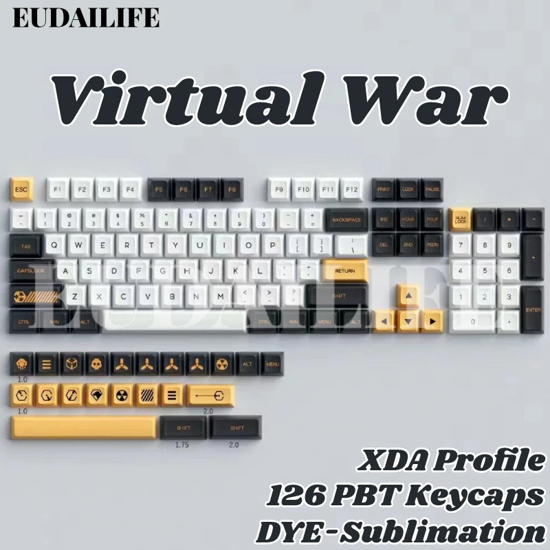 

Чехол для клавиш виртуальной войны 126, сублимационная краска PBT, колпачок для клавиш XDA, переключатель MX Cross Axis, колпачок для клавиш на заказ, механическая клавиатура ANSI, подарок