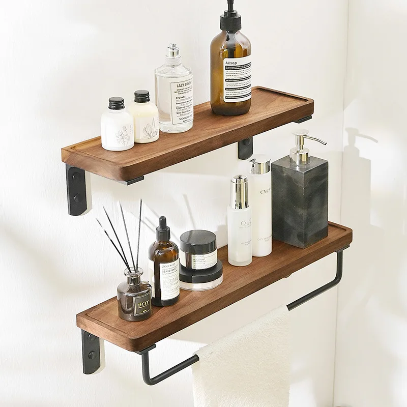 

Punch-free storage rack walnut toilet simple toilet rack