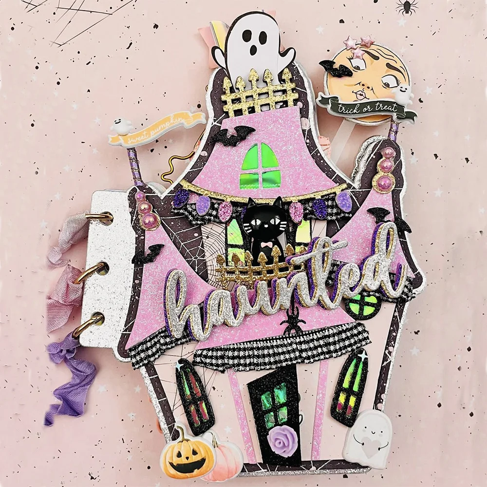 

KSCRAFT Haunted House Mini Album Metal Cutting Dies Stencils for DIY Scrapbooking Decorative Embossing DIY Paper Cards