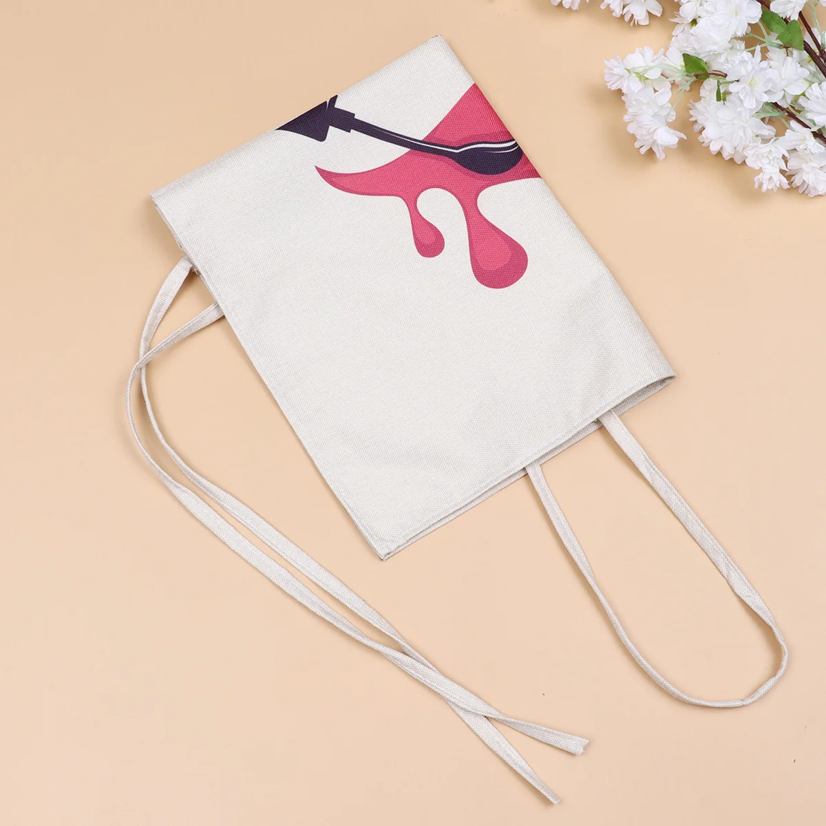 

Pink Nail Printing Apron Restaurant Cooking Baking Dress Cotton and Linen Painting Working Apron for Home Kitchen