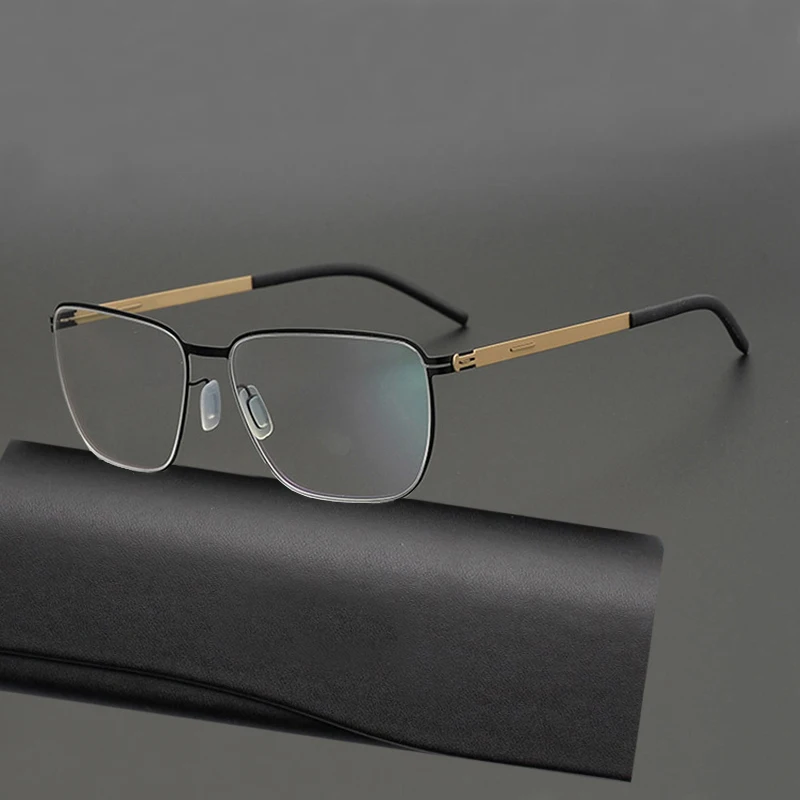 

Немецкие квадратные оптические очки без винтов, оправа для мужчин, ультралегкие очки из нержавеющей стали, Женские винтажные деловые очки с полным ободком