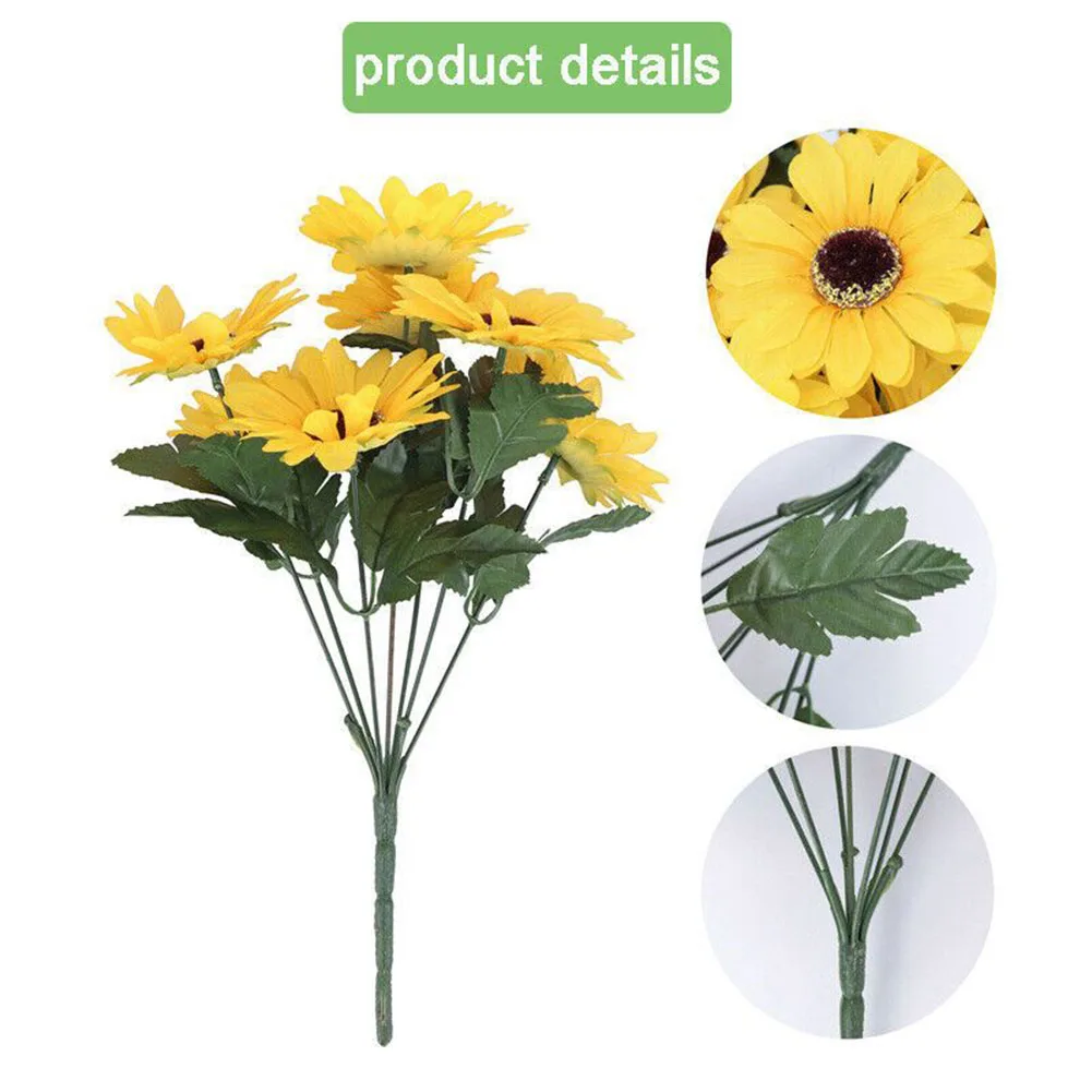 

Durable Artificial Sunflower Fake Flower Bouquet Christmas Daisies Garden Wedding Party Decor Home Decorations