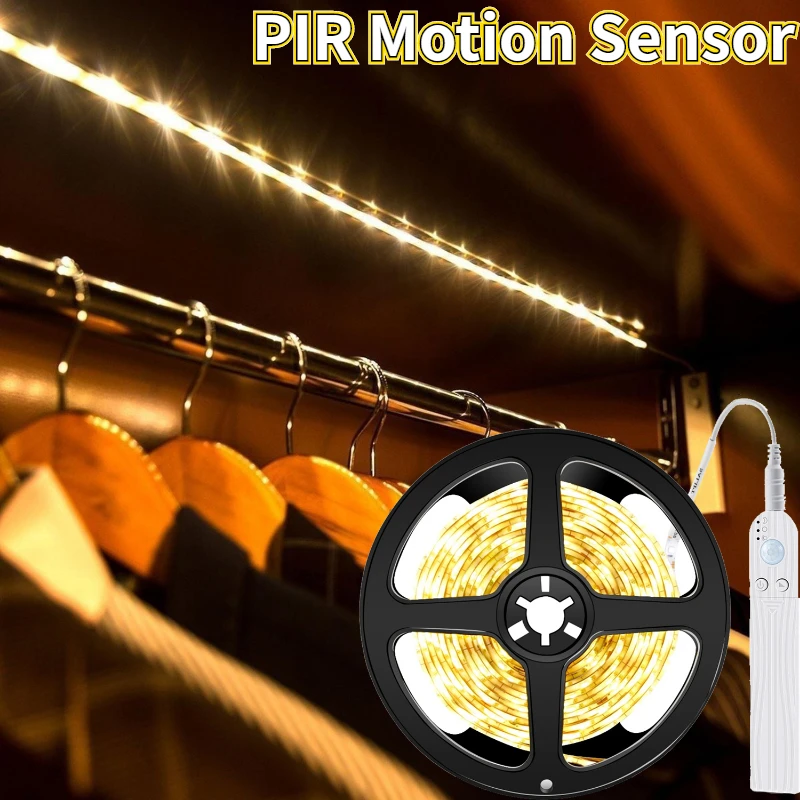 

Battery Led Light Strip PIR Motion Sensor Induction 2835 Led Strip Tape for Room Decor Under Bed Lamp for Closet Wardrobe Stairs