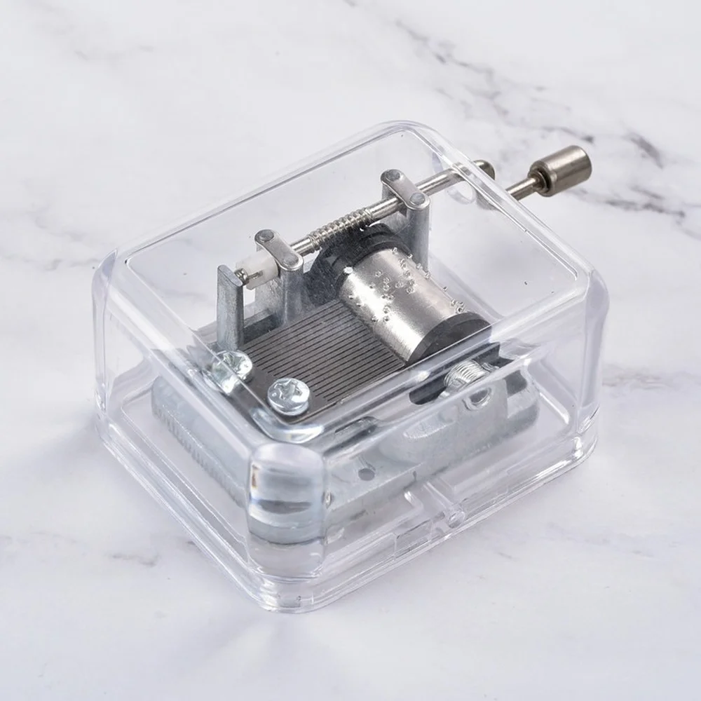 Hand Operated Music Box Acrylic Creative Crafts Ornaments Hand Movement Birthday Gifts Women Boyfriend Music Home Decor