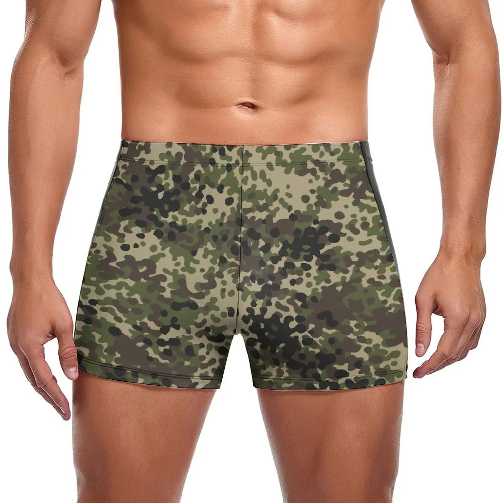 

Digital Camo Print Swimming Trunks Flecktarn Camouflage Military Custom Beach Swim Boxers Plus Size Elastic Man Swimwear