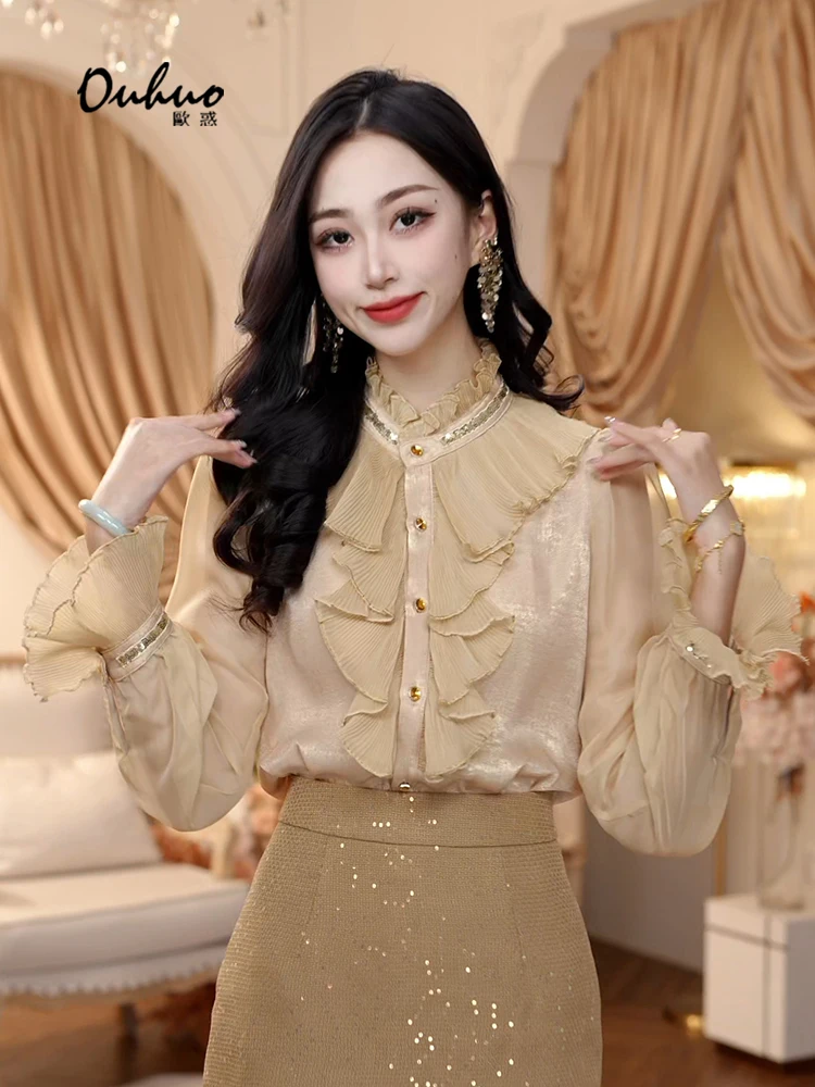 New Chinese Sle Embroidery Top Women clothes 2024 Spring Popular Design Sense Shirts Korean Series Early Wear