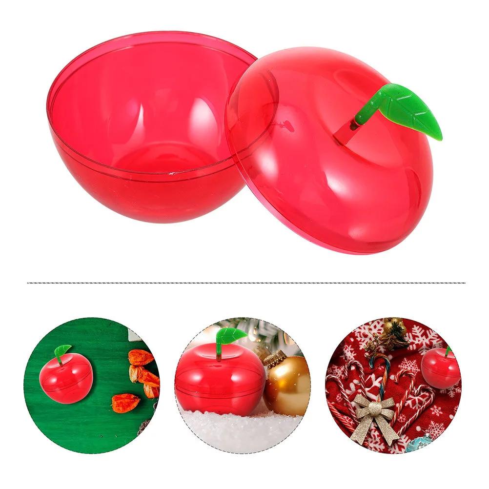 

8 Pcs Plastic Containers Christmas Apple Gift Box Shape Candy Storage Boxes Packaging Mini 6X6X4.5CM Creative Goodies Red
