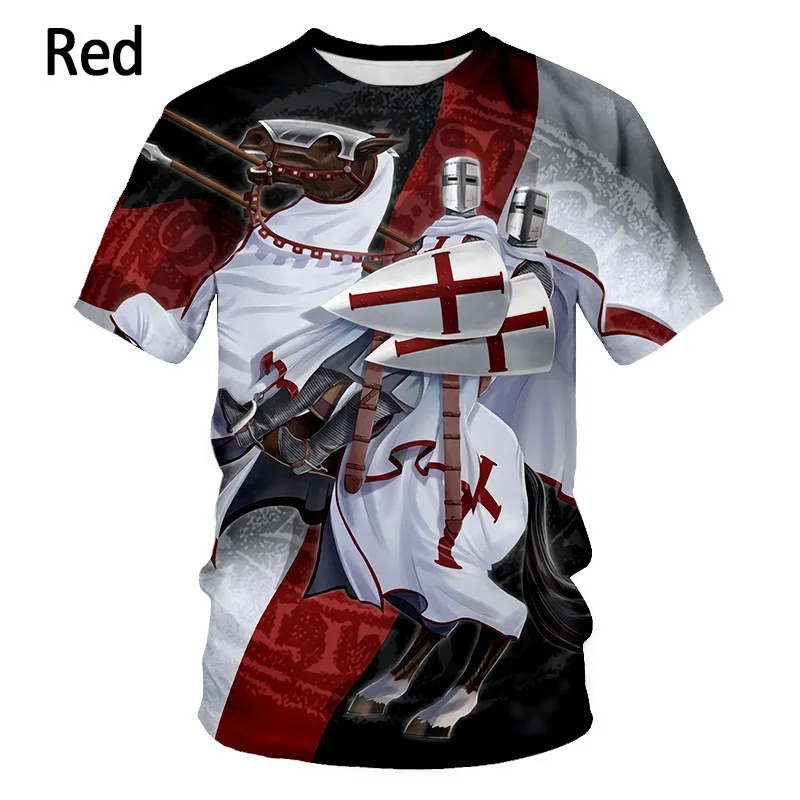 

Vintage Men 3D Graphic T Shirts Soldier Of The Cross Printed Short Sleeve Casual Streetwear Oversized Tee Comfortable Tops