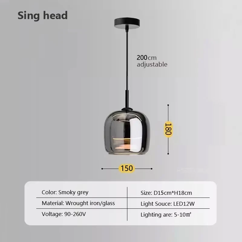 

DARHYN подвесная люстра из стекла 1 головка дымчато-серый/янтарный