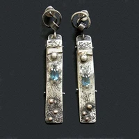 newest female tribal long geometric dangle earrings blue crystal water drop stone african indian jewelry statement earrings