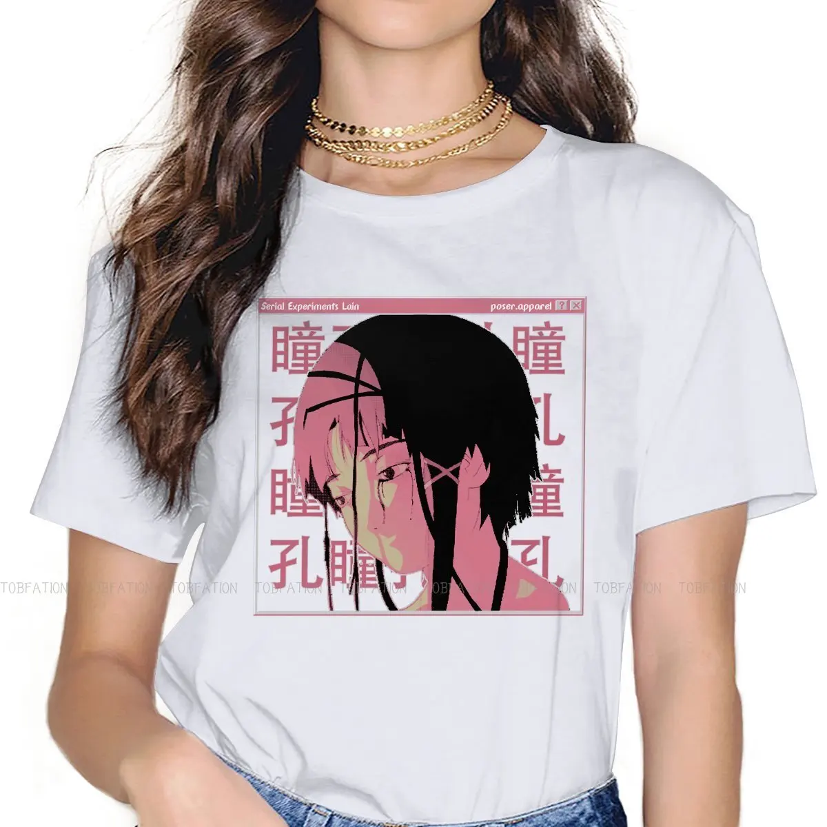 

Serial Experiments Lain Anime Girls T Shirt SAD JAPANESE ANIME AESTHETIC Female Tops Graphic Tees Ladies 5XL Oversized Tshirt