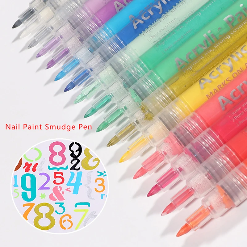 

Акриловый маркер для ногтей, маникюрная кисть, краска, размазывание ногтей, чернила, ручка для рисования, мрамор для ногтей, УФ-гель, «сделай ...