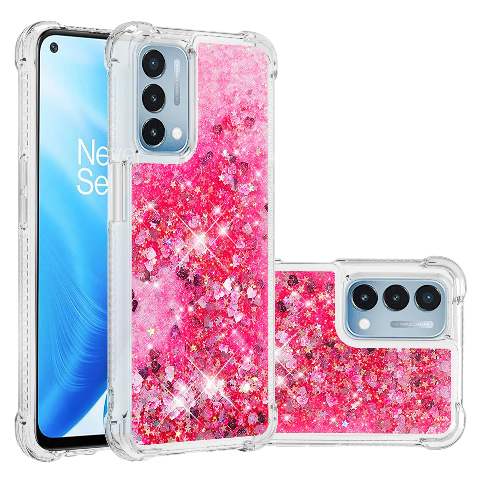 

Fashion Quicksand Glitter Case for OnePlus Nord N200 5G Coque Four Corners Drop Resistance Phone Cover for Nord N200 Back Shell