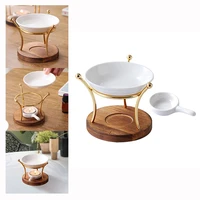 fashion wooden base metal ceramics meditation tealight holder aroma diffuser essential oil lamp aromatherapy burner