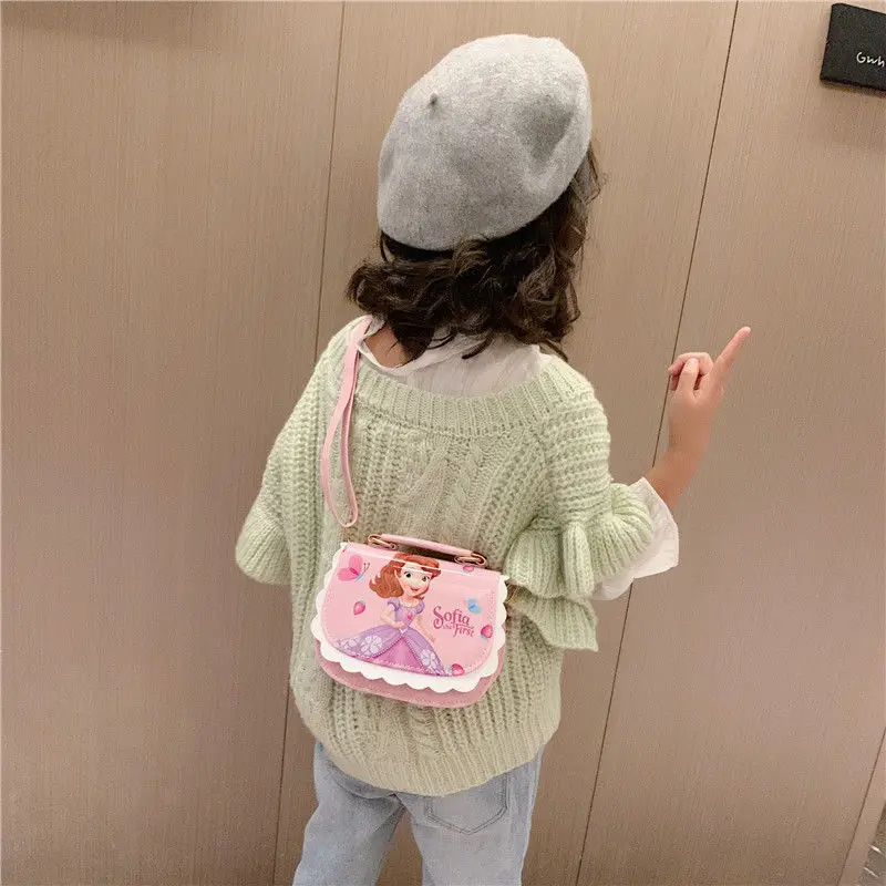 Disney Frozen Princess Shoulder Bag for Girl Kid Cute Cartoon Crossbody Bag Waterproof Large Capacity Portable Mini Bag