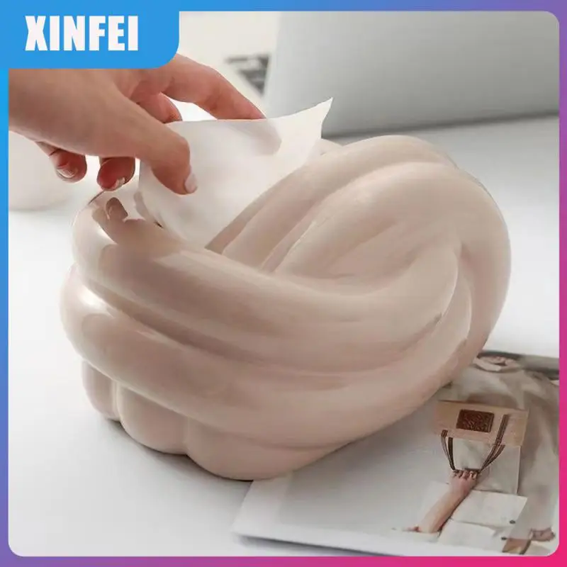 

Home Supplies Ceramic Tissue Basket Advanced Light Luxury Storage Ornaments Portable Multifunctional Tissue Basket Paper Box