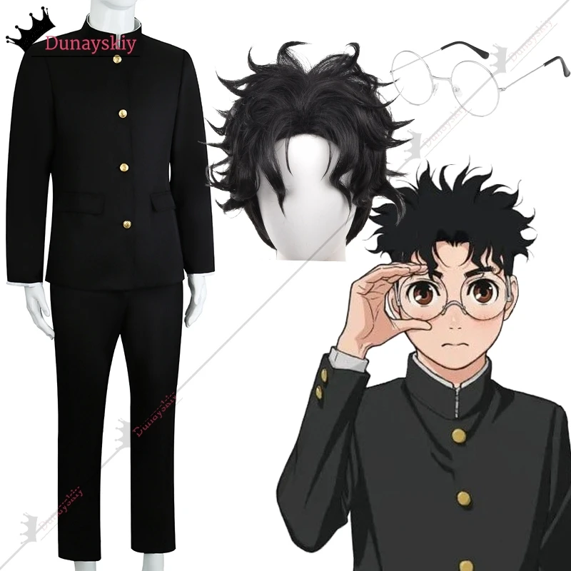 Аниме Dandadan Ken Takakura Косплей Костюм Парик Черные Вьющиеся Короткие Волосы 30 см
