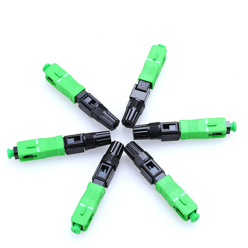 Free Shipping 50/100/150/200PCS FTTH Connector SC  APC Single-Mode Fiber Optic Quick Connector