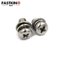 20 50pcsbag metric thread m2 m4 stainless steel phillips pan head three combination screw three sem screws with washer