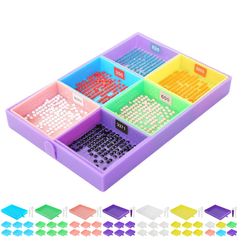 

9Pcs/Set DIY Point Drill Diamond Painting Tray Plate Embroidery Tool Large Capacity Square Embroidery Sieve Drill Plate