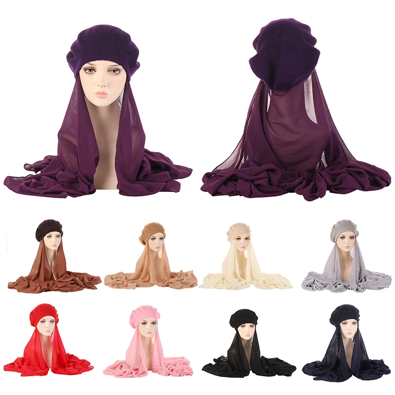 

Женский берет, шапки, шифоновые хиджабы, плоская шапка, сетчатые однотонные шапки во французском стиле, элегантная Классическая однотонная ...