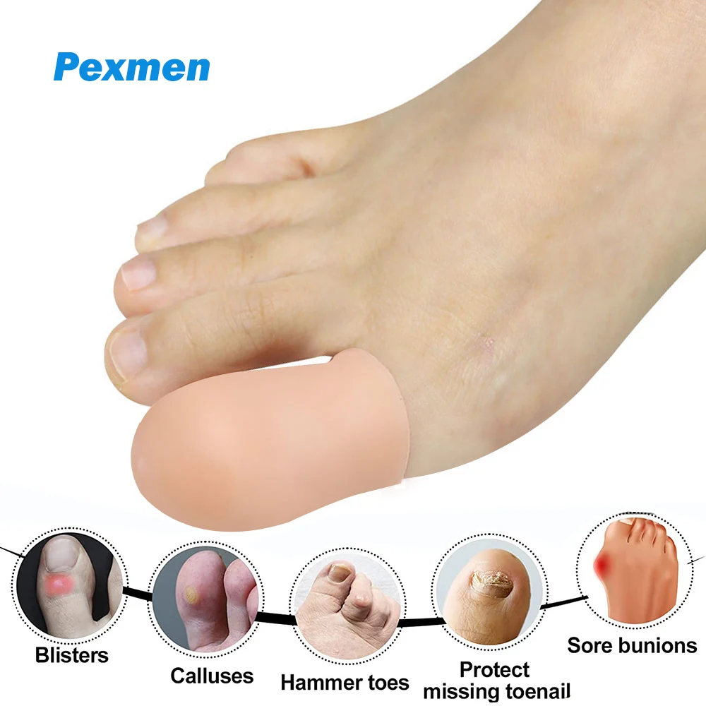 

Pexmen 2Pcs/Bag Soft Gel Big Toe Caps and Protectors Provide Relief from Missing or Ingrown Toenails Corns Callus and Blisters