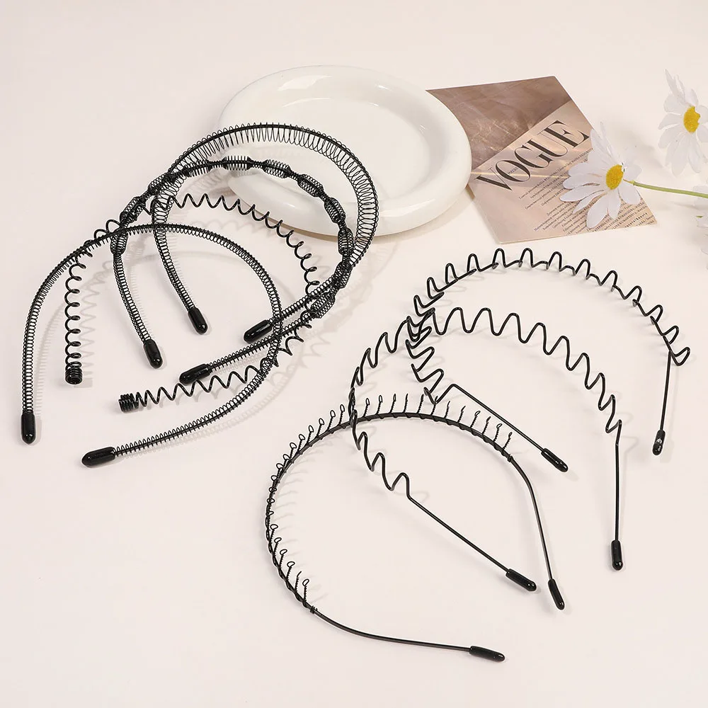 

Unisex Men Women Hair Band Wave Shaped Hairband Face Washing Non Slip Hair Hoop Unisex Black Metal Headband Hair Accessories