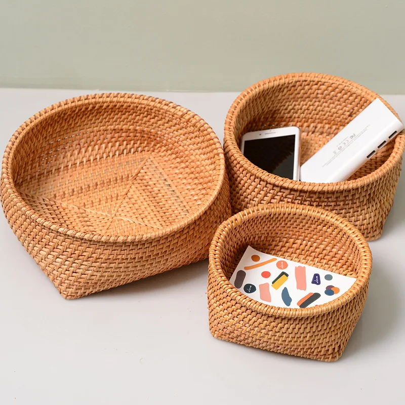 

Organizing Candy Portable Storage Basketry Tray Woven Snack Bottom For New Baskets Rattan Fiber Plant Fruit Square Plant Basket