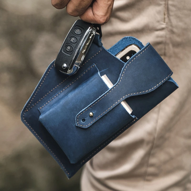 

Waist Bag Men Genuine Leather Belt Bum Leg Hip Packs for Men 6-7.5inch Cell Phone Cigarette Lighter Box Case Outdoor Pouch 1pc