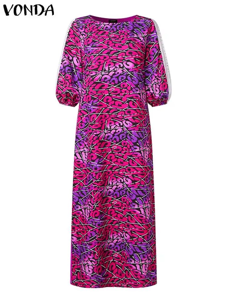 Женское платье VONDA 2024 длинный сарафан с богемным принтом модель 3/4 вечерние Vestido
