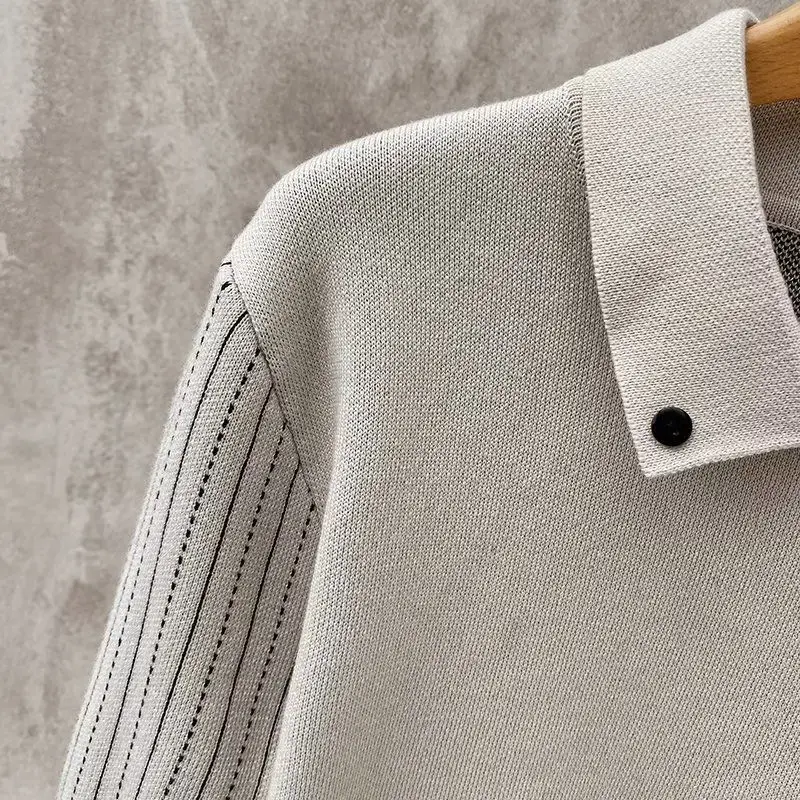 Men's long sleeved sweaters, casual golf clothing, embossed, margarine, autumn and winter