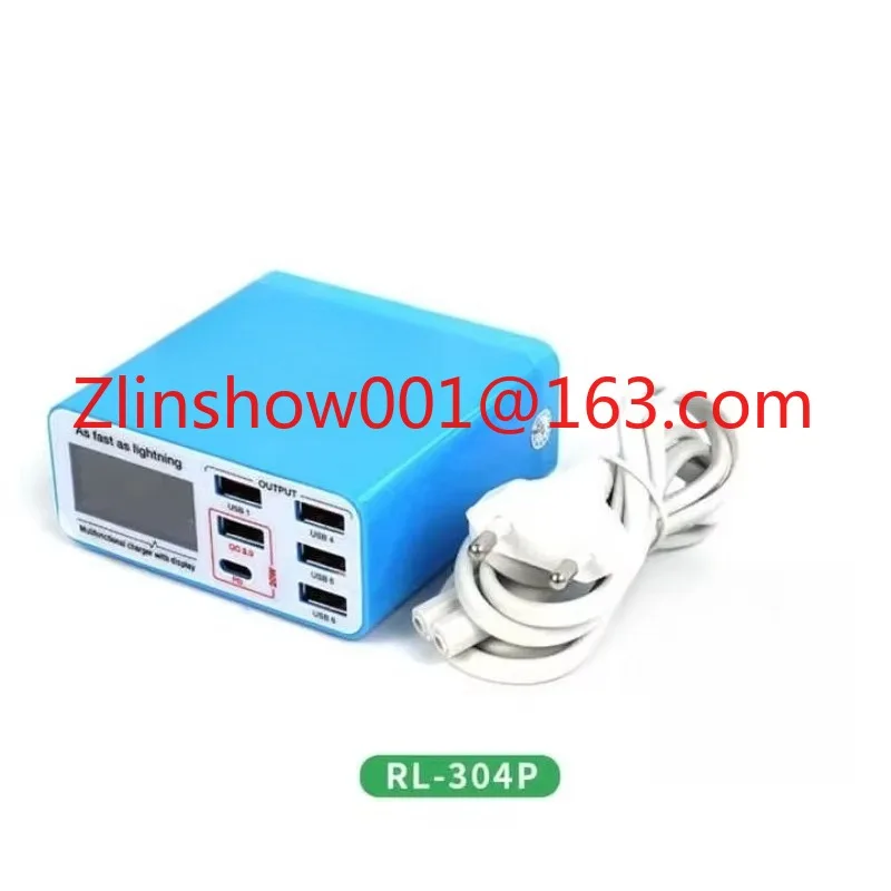 Фото RL-304P PD3.0 + QC3.0 Smart 6-портовое USB-зарядное устройство с цифровым дисплеем Быстрое зарядное устройство для Android-телефонов, планшетов Быстрое зарядное устройство №3