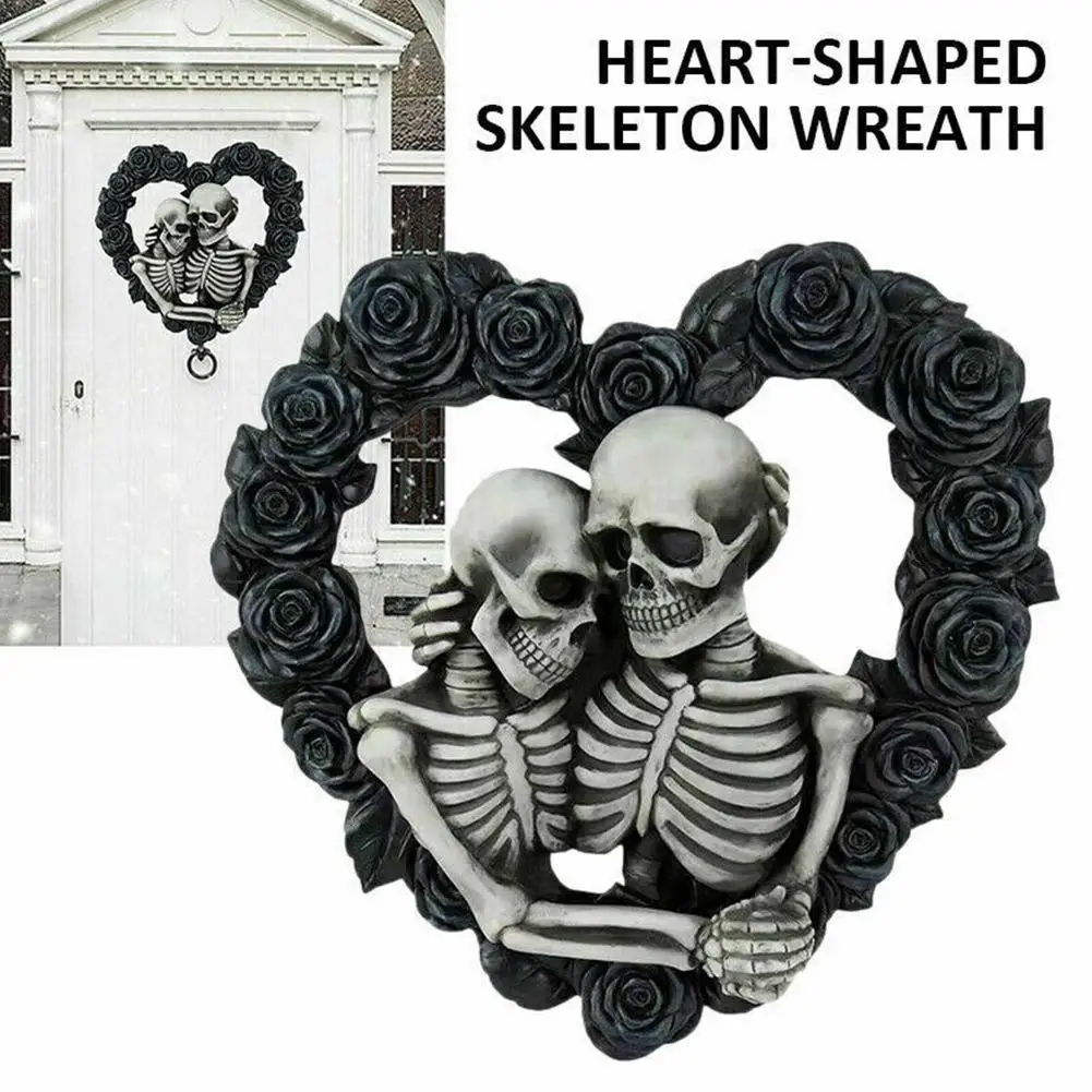 

2023 Halloween Gothic Skeleton Wreath House Number Door Decor Skull Hanging Pendant Home Decoration