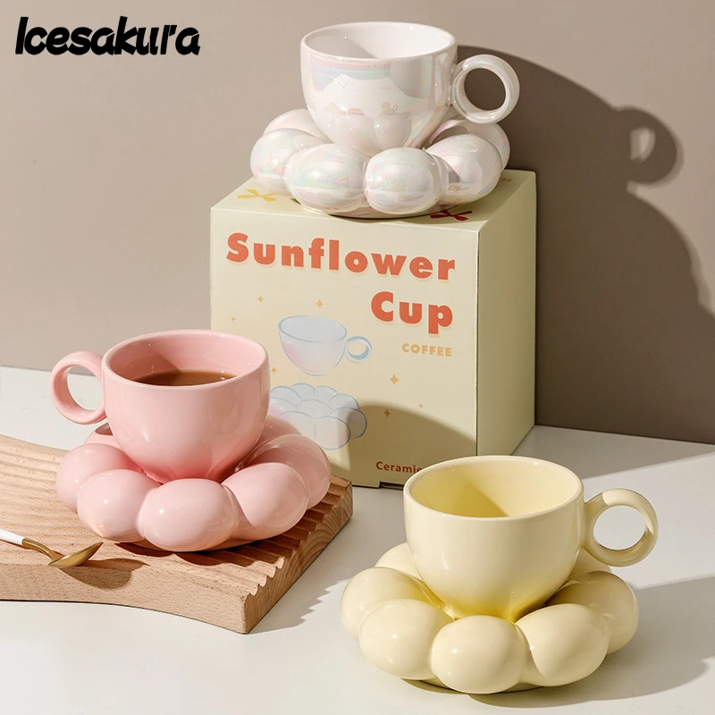 

Ins Style High-value Mug Flower Coffee Cup and Saucer Set Macaron Ceramic Cup Afternoon Tea Drinking Cup