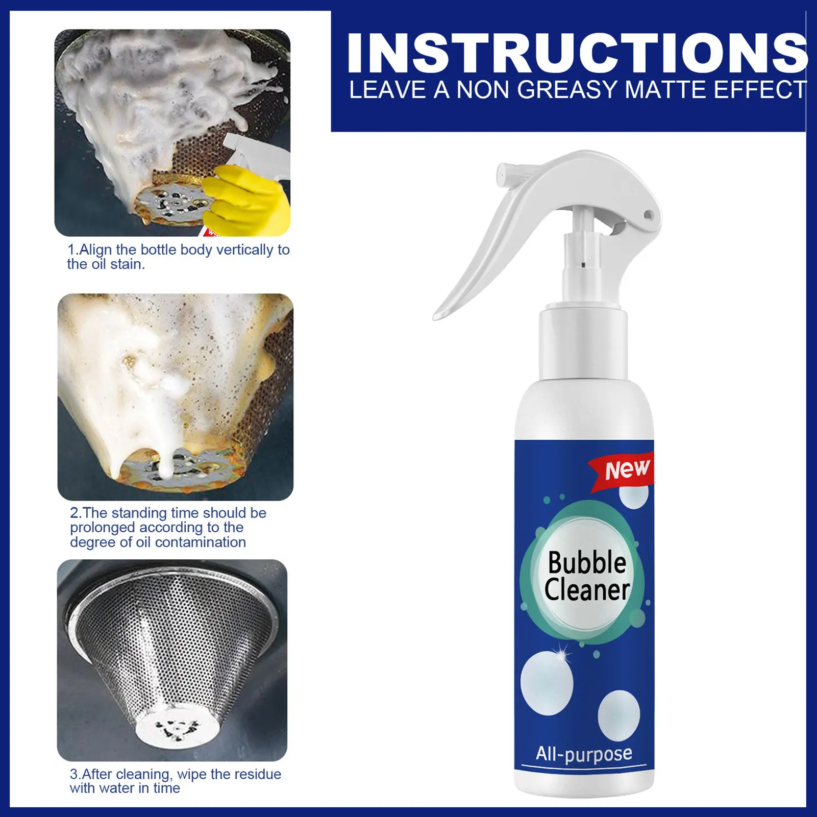 

Extra-Foamy Kitchen Magic Cleaner Kitchen Bubble Cleaner Universal Bubble Spray Kitchen Cleaner Multifunctional Grease Remove