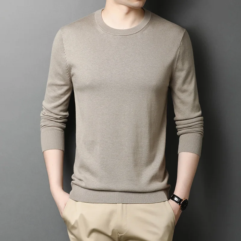 

2023 NEW Spring Autumn Round Neck Sweater Men Solid Color Knitwear Long Sleeve Sweaters zde1855