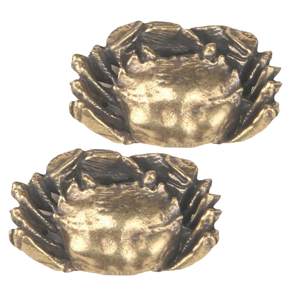 Ретро латунный маленький краб настольные украшения животное бронзовая резьба