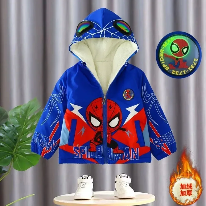 Бархатная куртка на хлопковой подкладке Marvel Spiderman теплая зимняя одежда