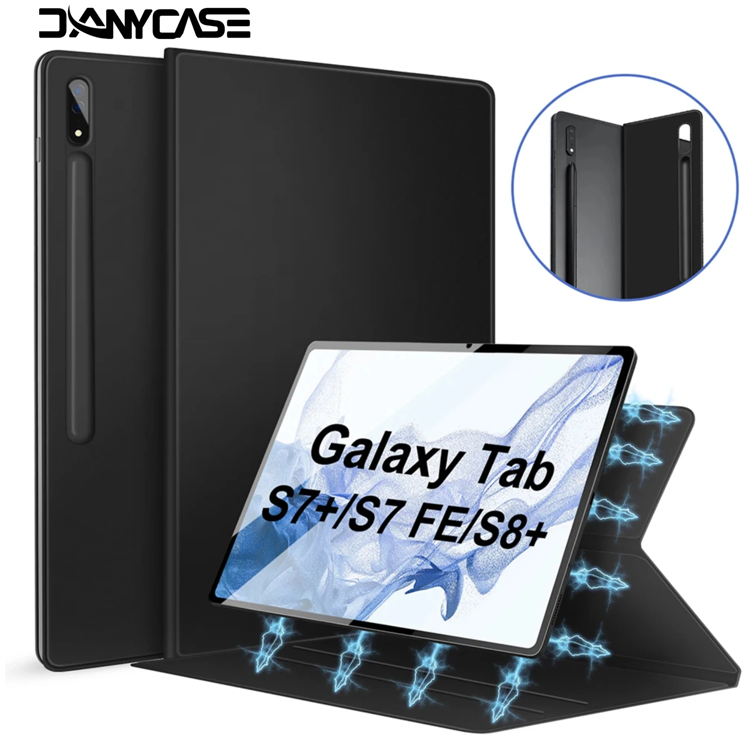 Фото Чехол для Samsung Galaxy Tab S6 Lite, чехол для S7 S8 S9 11 дюймов S7/S8/S9 Plus S7 FE 12,4 дюйма S8/S9/S10 Ultra 14,6, держатель для ручек, магнитный чехол №1