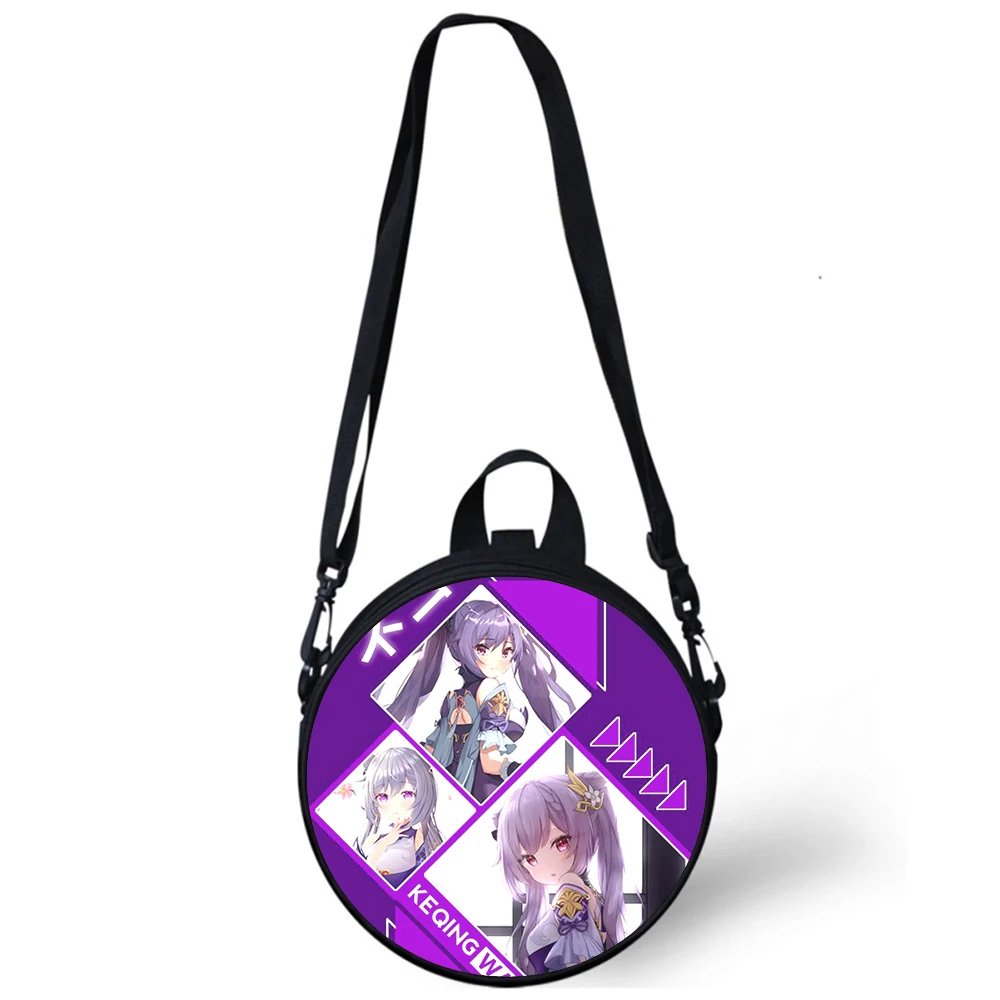 Genshin Impact Keqing Child kindergarten Bag 3D Print Crossbody Shoulder Bags For School Women Mini Round Bagpacks Rugtas Bag