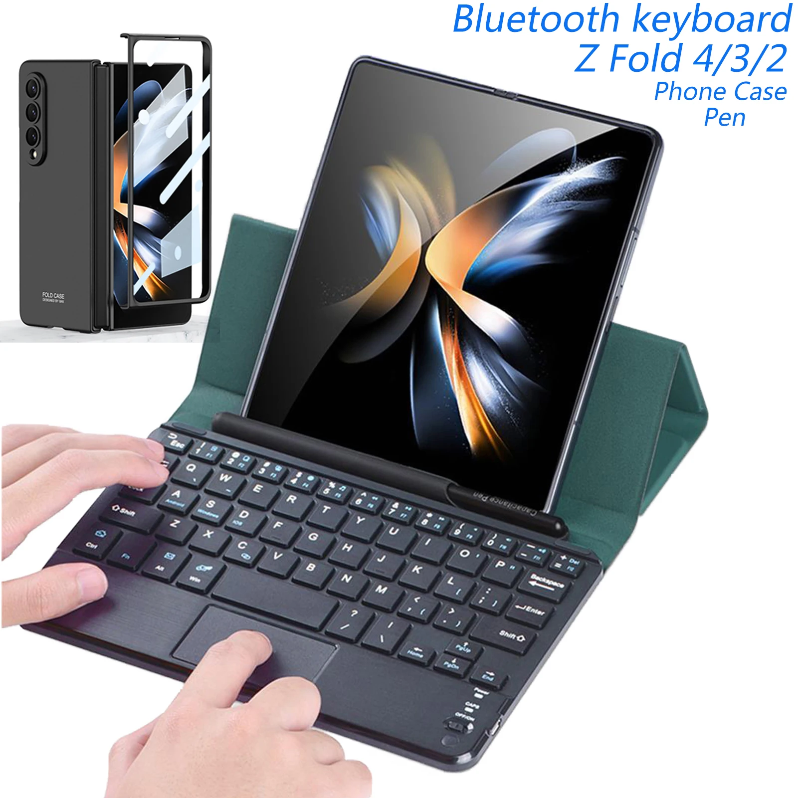 

Беспроводная Магнитная Bluetooth сенсорная клавиатура для Samsung Galaxy Z Fold 2 3 4, кожаный чехол для телефона с защитной ручкой для экрана