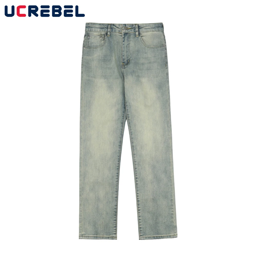 

Distressed Denim Pants Mens High Street Straight-leg Pants Streetwear Jeans Casual Trousers Men