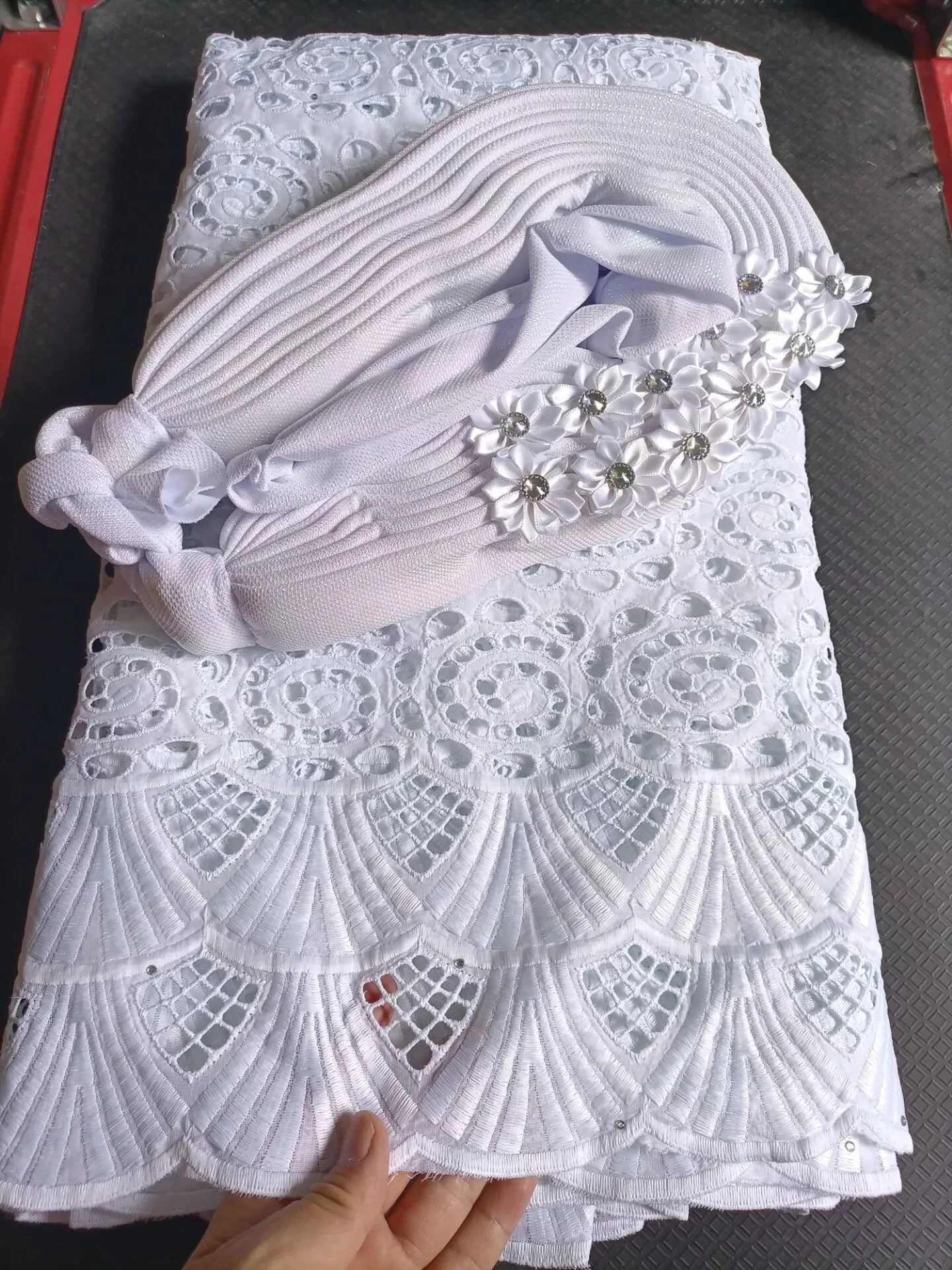 

NEW tie africa gele for women gele headtie already made turban match swiss voile lace in switzerland 100%cotton lace5yard