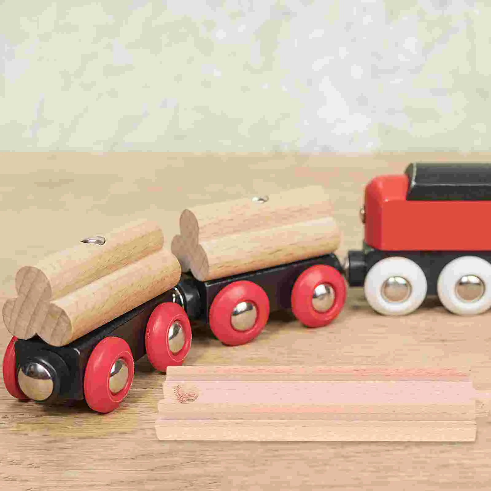 

4pcs Wooden Train Railway Tracks Expansion Track Supplies Children's Railway Toys