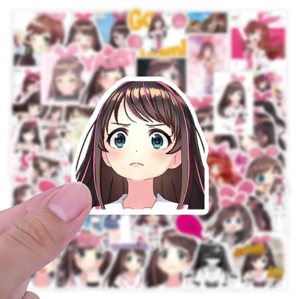 Наклейки Cartoon Anime персонажа Kizuna AI, 10/50 штук, милые девочки из ПВХ, для автомобиля, скейтборда, водонепроницаемые.