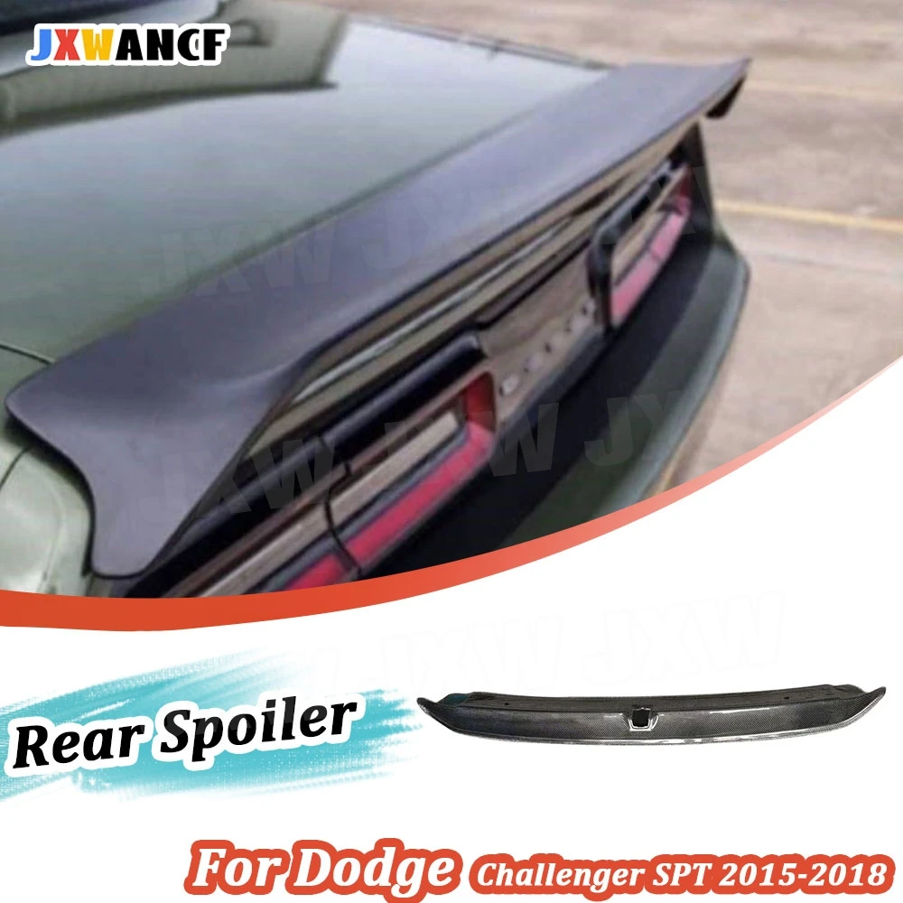 Фото JXWANCF Для Dodge Challenger SPT 15-18: Гоночный задний спойлер из карбона, спойлер на крышку багажника, спойлер-«утиный хвост» из ABS-пластика №1