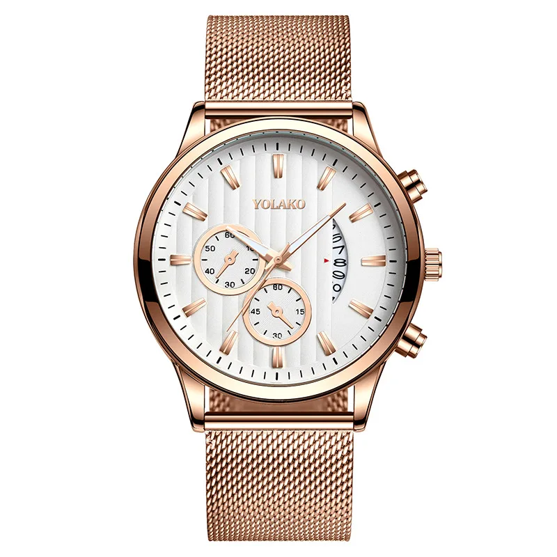 

2022 Fashion Two Eye Five Needle Calendar Men's Watch Men's Watch Mesh Band Business Quartz Watch Watch Relogio Masculino
