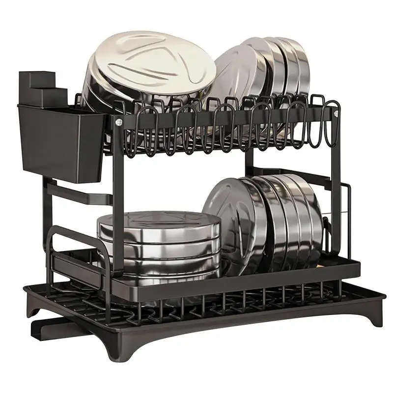 

Dish Organizer Rack Rust Proof Carbon Steel 2 Layers Cabinet Tableware Set Beautify The Kitchen Storage Shelf Plate Knife Drying