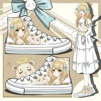 japanese lolita cute girl canvas shoes since help fairy ribbon gentle wind tie in dress shoes